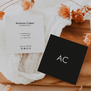 Minimalist Black and White Marketing Director Square Business Card