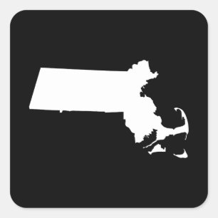 Minimalist Black and White Massachusetts Square Sticker