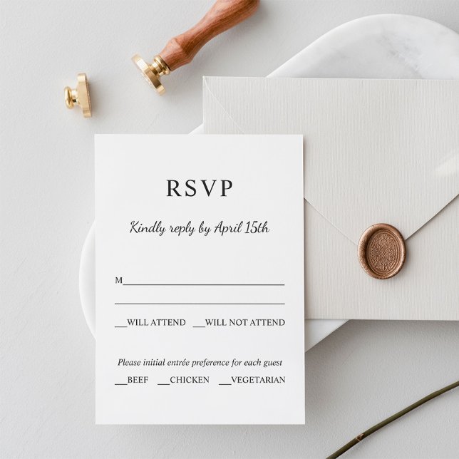 Minimalist Black and White Meal Choice RSVP Card (Creator Uploaded)