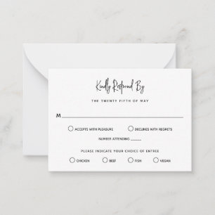 Minimalist Black and White Mini Wedding RSVP Card