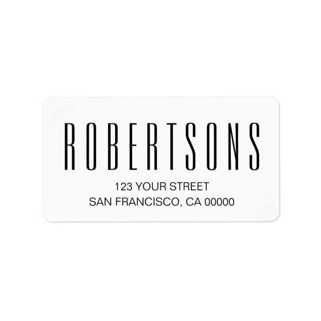 Minimalist black and white modern address label (Front)