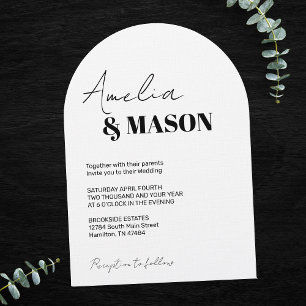 Minimalist Black and White Modern Arch Wedding Invitation