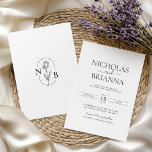 Minimalist Black and White Modern Classic Wedding Invitation<br><div class="desc">Minimalist Black and White Modern Classic Wedding Invitation. Monogram at the back.</div>