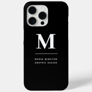 Minimalist Black and White Modern Custom Monogram iPhone 15 Pro Max Case