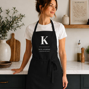 Minimalist Black and White Modern Monogram Apron