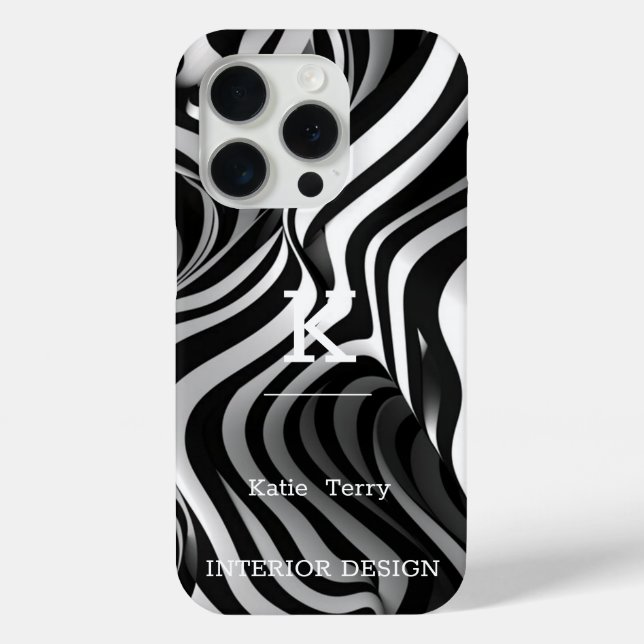 Minimalist Black and White Modern Monogram Case-Ma Case-Mate iPhone Case (Back)
