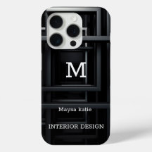 Minimalist Black and White Modern Monogram Case-Ma