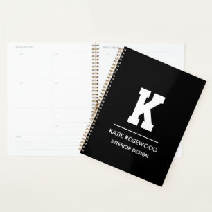Minimalist Black and White Modern Monogram Case-Ma Planner