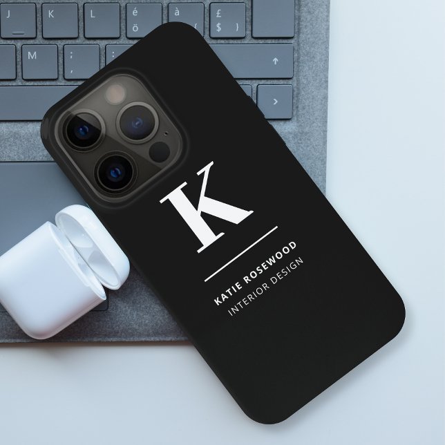 Minimalist Black and White Modern Monogram Case-Mate iPhone Case (Creator Uploaded)