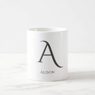 Minimalist Black and White Modern Monogram  Coffee Mug