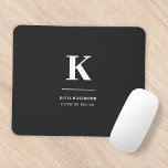 Minimalist Black and White Modern Monogram Mouse Mat<br><div class="desc">A minimalist vertical design in an elegant style in monochrome black and white and large typographic initial monogram. The text can easily be customized for a design as unique as you are!</div>
