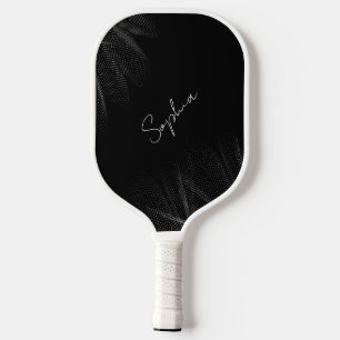 Minimalist Black and White Modern Monogram  Pickleball Paddle