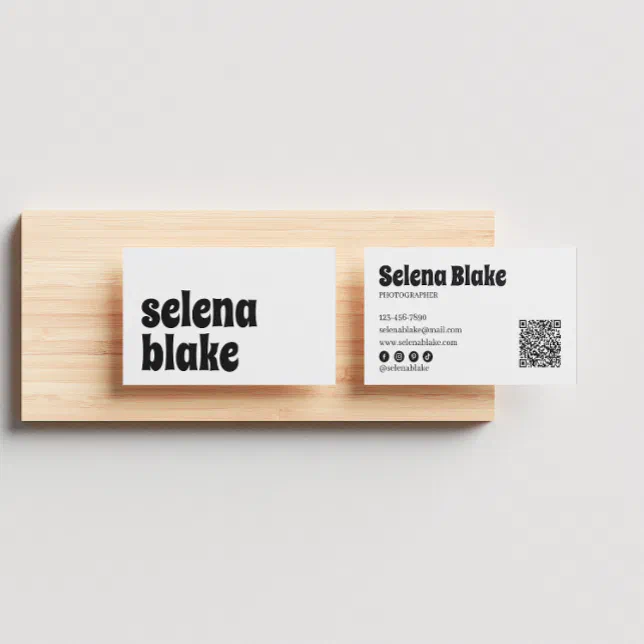Minimalist Black and White | Modern QR Code Business Card | Zazzle
