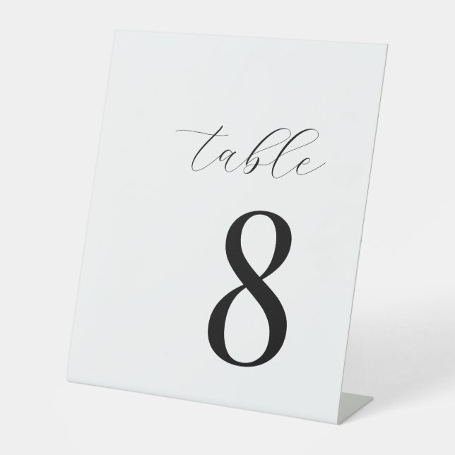 Minimalist Black and White Modern Table Number Pedestal Sign (Front)