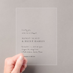 Minimalist Black and White Modern Wedding Acrylic Invitations