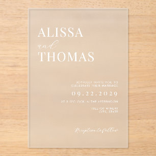 Minimalist Black and White Modern Wedding Acrylic Invitations