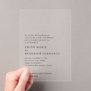 Minimalist Black and White Modern Wedding Acrylic Invitations