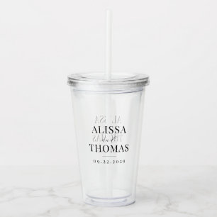 Minimalist Black and White Modern Wedding Acrylic Tumbler
