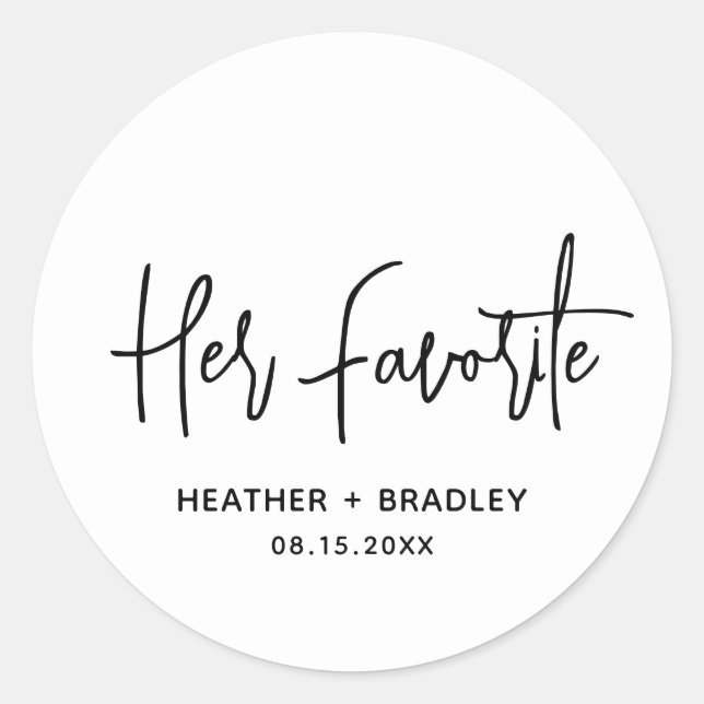 Minimalist Black and White Modern Wedding Classic Round Sticker (Front)