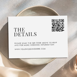 Minimalist Black and White Modern Wedding Enclosure Card