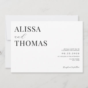 Minimalist Black and White Modern Wedding Invitation
