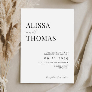 Minimalist Black and White Modern Wedding Invitation