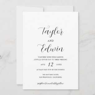 Minimalist Black and White Modern Wedding Invitation