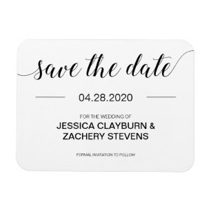 Minimalist Black and White Modern Wedding Magnet