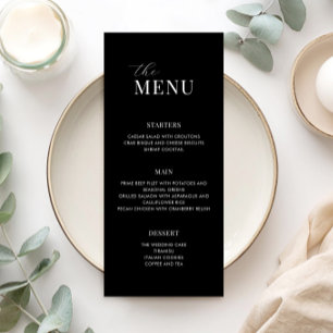 Minimalist Black and White Modern Wedding Menu