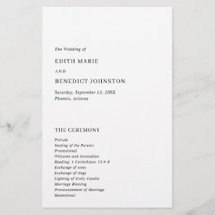 Minimalist Black and White Modern Wedding Program Flyer