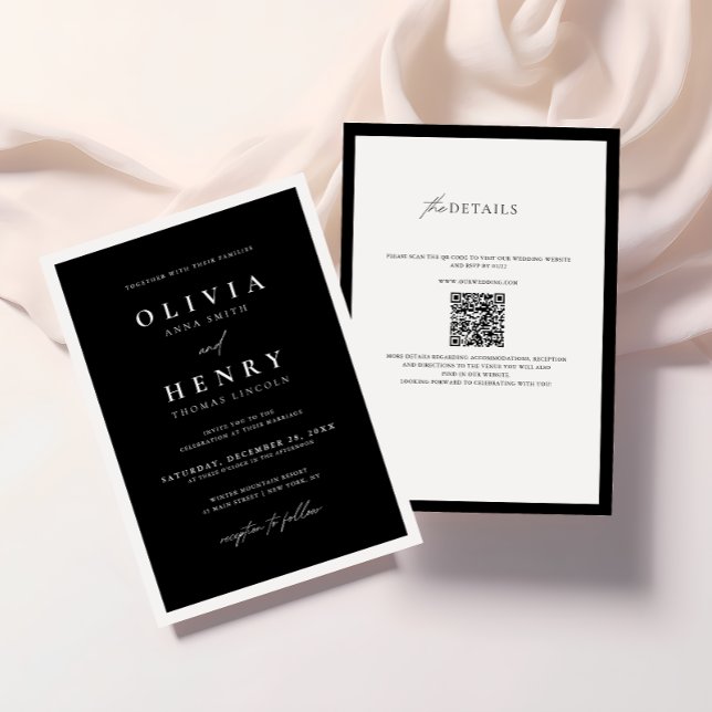 Minimalist Black and White Modern Wedding QR Code Invitation (Creator Uploaded)