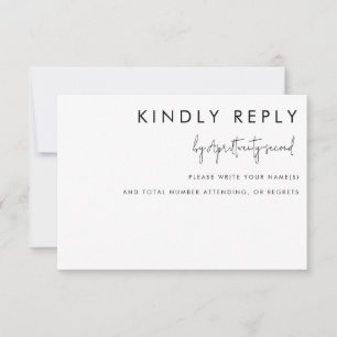 Minimalist Black and White Modern Wedding Reply RSVP Card