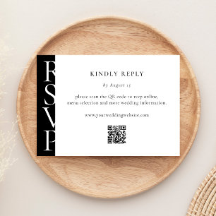 Minimalist Black and White Modern Wedding RSVP Card