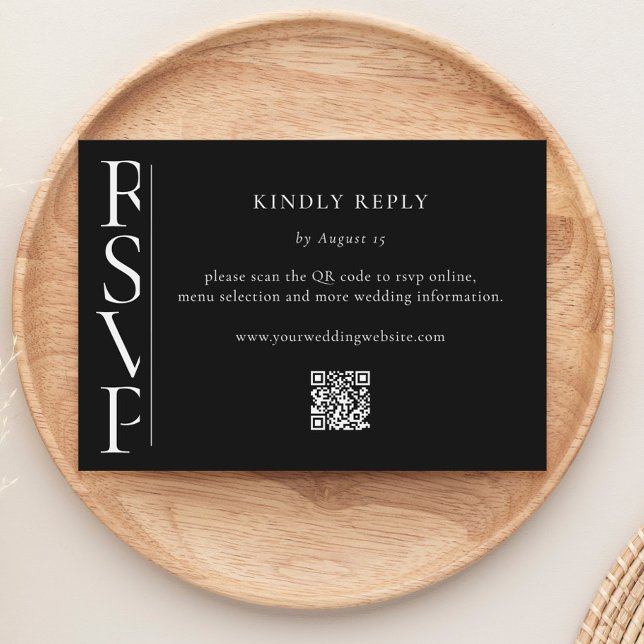 Minimalist Black and White Modern Wedding RSVP Card (Creator Uploaded)