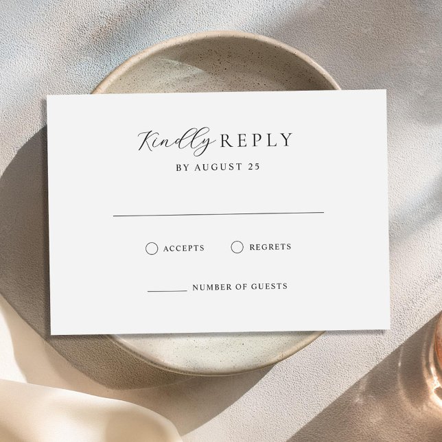 Minimalist Black and White Modern Wedding  RSVP Card (Creator Uploaded)