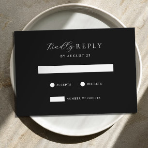 Minimalist Black and White Modern Wedding  RSVP Card
