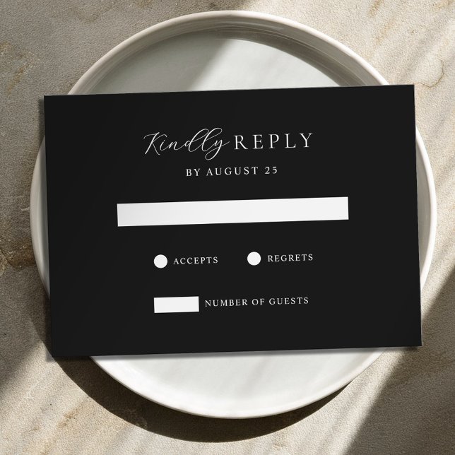Minimalist Black and White Modern Wedding  RSVP Card (Creator Uploaded)
