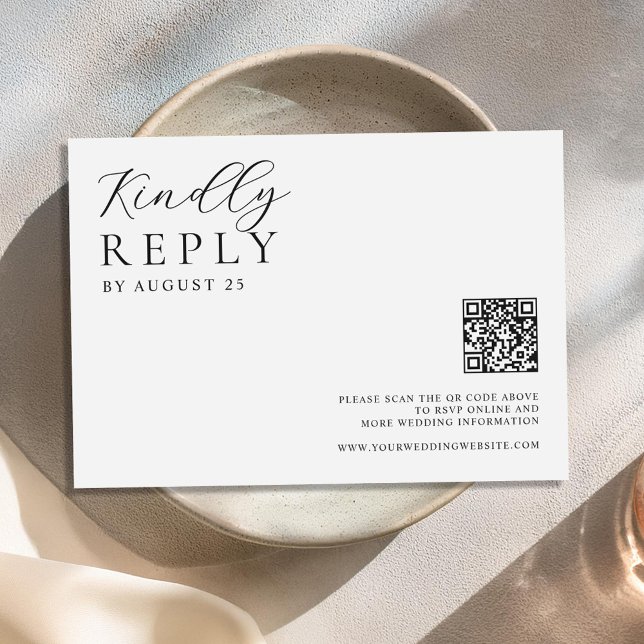 Minimalist Black and White Modern Wedding  RSVP Card (Creator Uploaded)