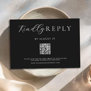 Minimalist Black and White Modern Wedding  RSVP Card