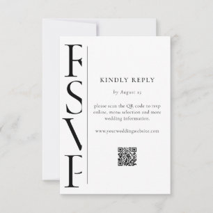 Minimalist Black and White Modern Wedding RSVP Card