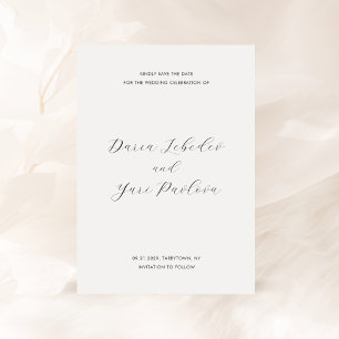 Minimalist Black and White Modern Wedding Save The Date