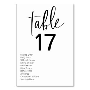 Minimalist Black and White Modern Wedding Table Number
