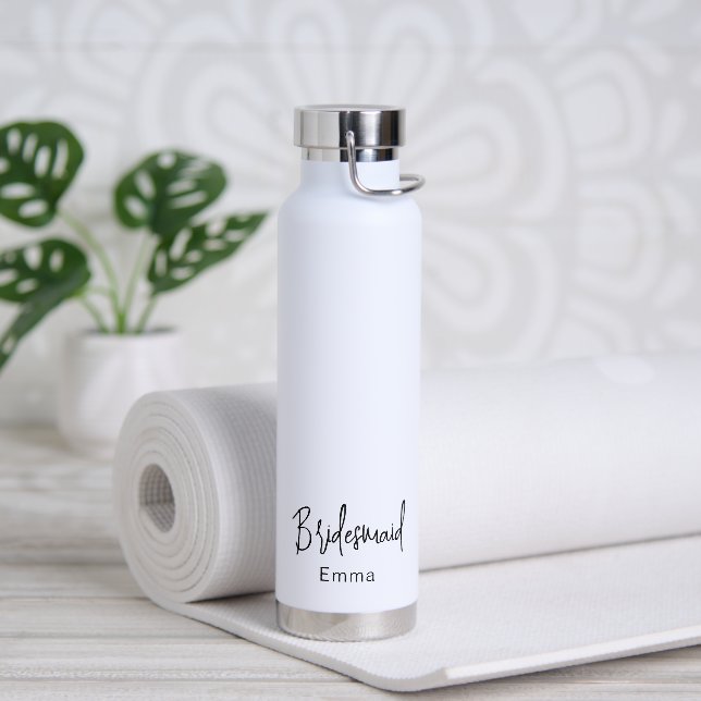 Minimalist Black and White Modern Wedding Water Bottle (Yoga)