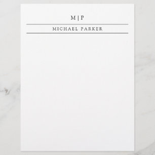 Minimalist Black and White Monogram and Name Custom Letterhead