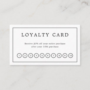 Minimalist Black and White Monogram Modern Elegant Loyalty Card