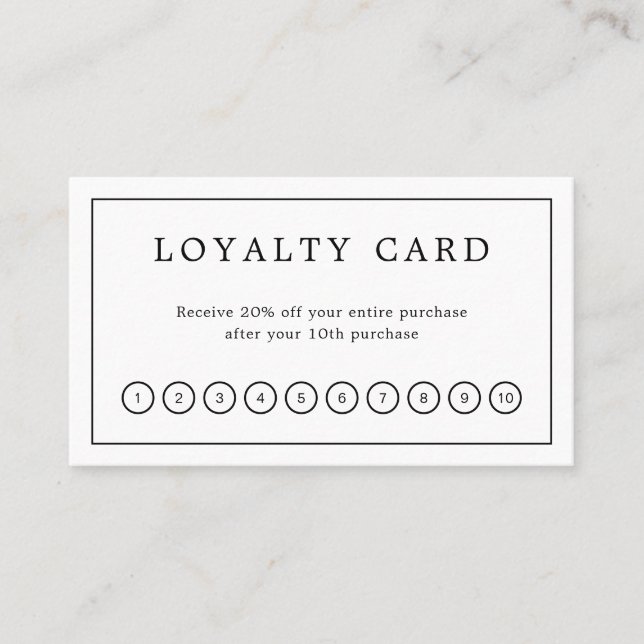 Minimalist Black and White Monogram Modern Elegant Loyalty Card (Front)