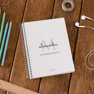 Minimalist Black and White Monogram Name Modern Planner