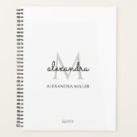 Minimalist Black and White Monogram Name Modern Planner<br><div class="desc">This simple,  elegant,  stylish black and white design features your personalised name and monogram in trendy,  stylish topography. This item can be and an excellent gift for you,  your family and friends.</div>