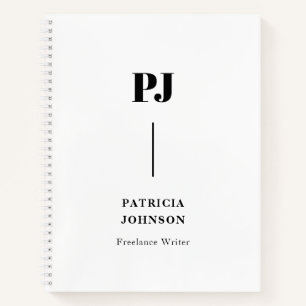Minimalist Black And White Monogram Notebook
