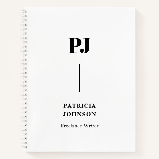 Minimalist Black And White Monogram Notebook (Front)